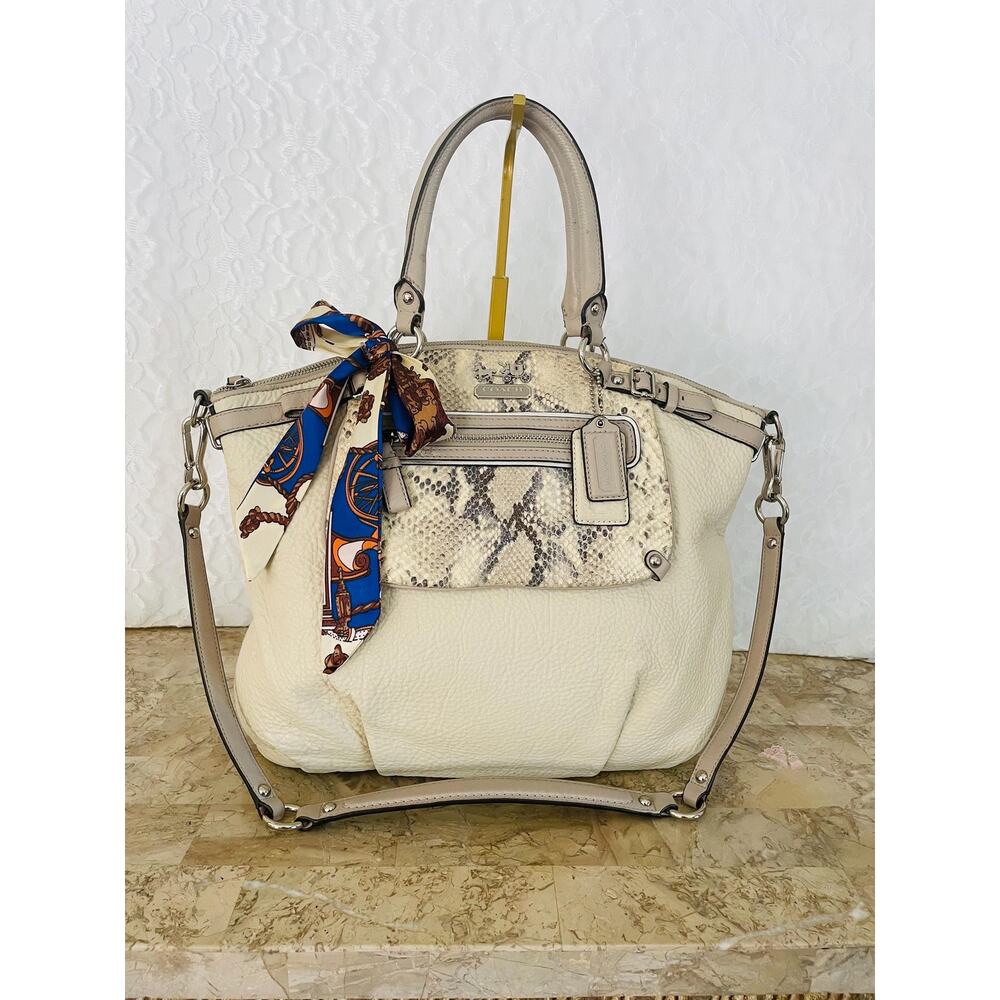COACH MADISON Embossed Python Leather Lindsey Shoulder Bag Satchel Purse 19630